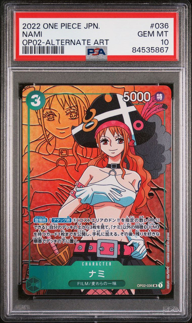 OP02 NAMI ALTERNATE ART 2022 ONE PIECE JAPANESE PARAMOUNT WAR #036 PSA10&nbsp;