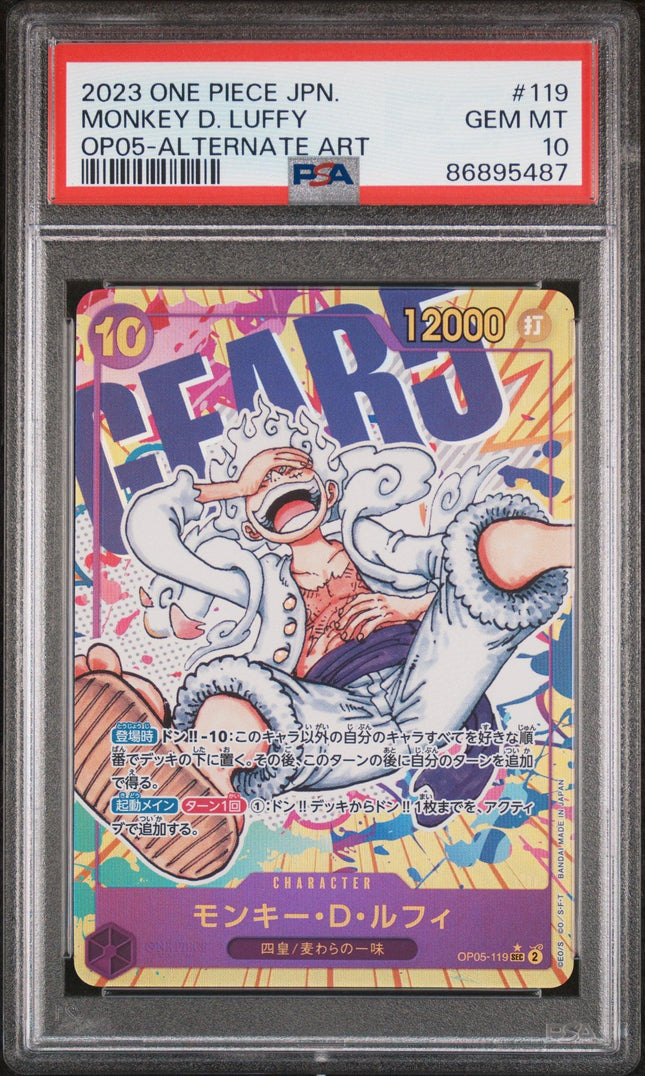 PSA 10 One Piece Card Monkey D. Luffy OP05-119 SEC Secret Parallel Japanese