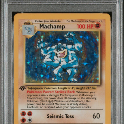 PSA 5 POKEMON BASE SET 1ST EDITION #8 MACHAMP HOLO