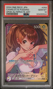 PSA 10 GEM MINT JAPANESE ONE PIECE 2024 CHARLOTTE PUDDING OP08-058 ALTERNATE ART